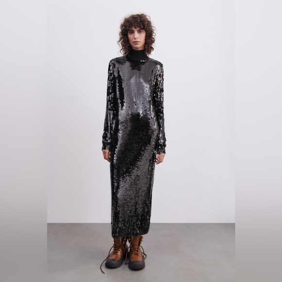 ZARA LONG LIMITED EDITION SEQUIN DRESS - Picture 2 of 13